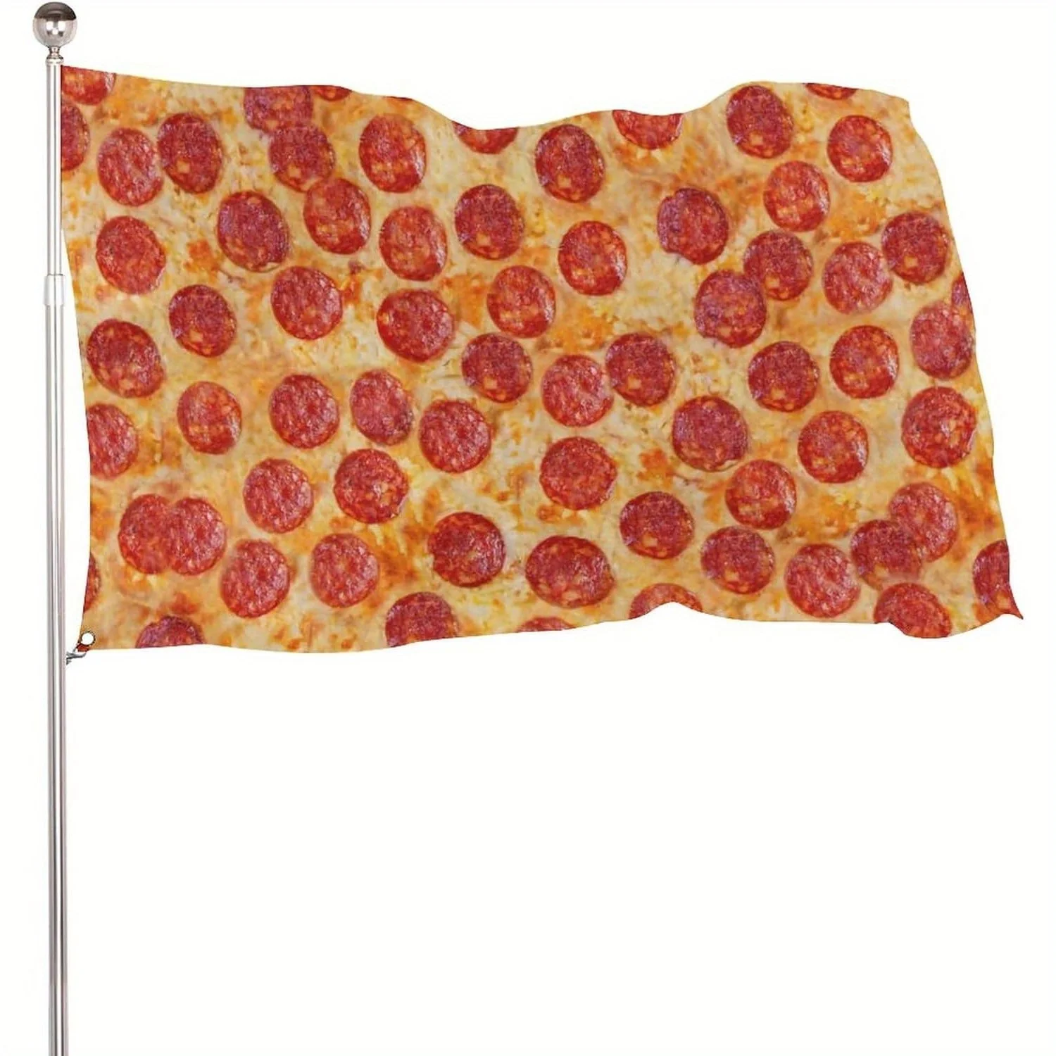 Bandera de Pizza Pepperoni de 4x6 pies, diseño de rebanada de Pizza Pepperoni realista y vibrante, poliéster duradero resistente a la intemperie para exteriores, 1 ud.