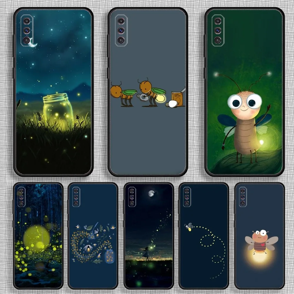 Firefly Insect Phone Case For Samsung S23,23,22,30,21,10,9,Note20 Ultra,Lite,Ultra,5G,Plus,FE,Black Soft Case