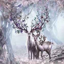 Mini Jigsaw Puzzle 1000 Pieces for Adults Kids Deer Forest Puzzle Toy Family Game Famous World Oil Painting Home Decoration