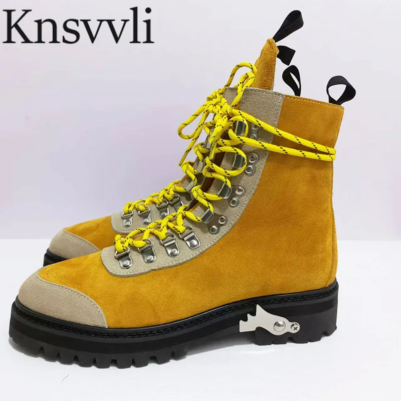 

New Motorcycle Boots Women Thick Sole Wool Warm Short Boots Woman Lace Up Round Toe Metal Buckle Casual Ankle Boots Women