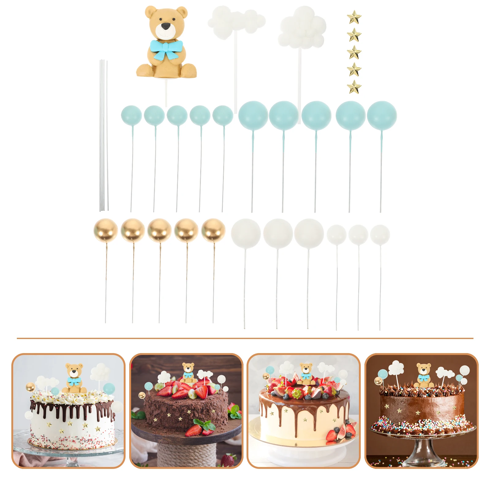 

1 Set Decorations Mini Figurines For Birthday Party Baby Shower Cupcake Decor Wedding Adornments Party Decoration Bear Cake