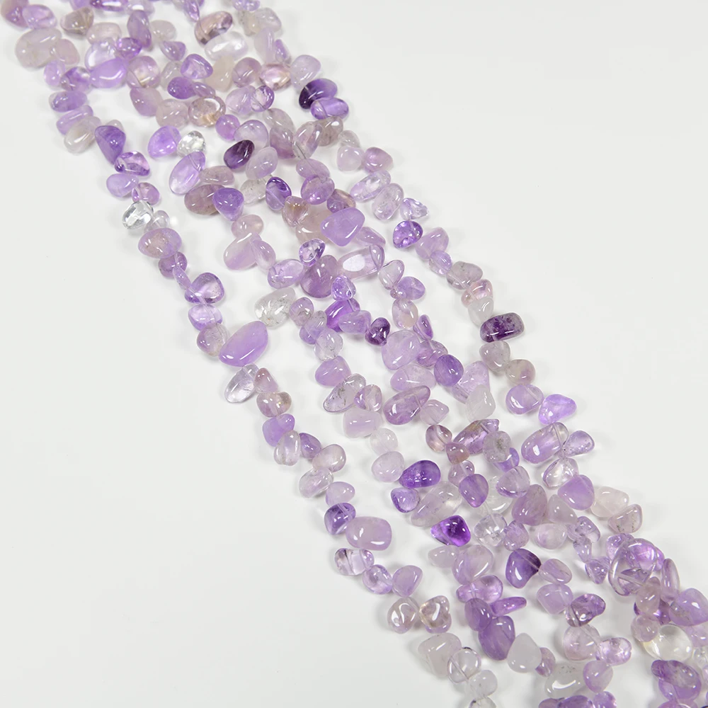 APDGG 5 Strands Natural Light Purple Amethyst Polished Top-drilled Freeform Nugget Loose Beads 15.5