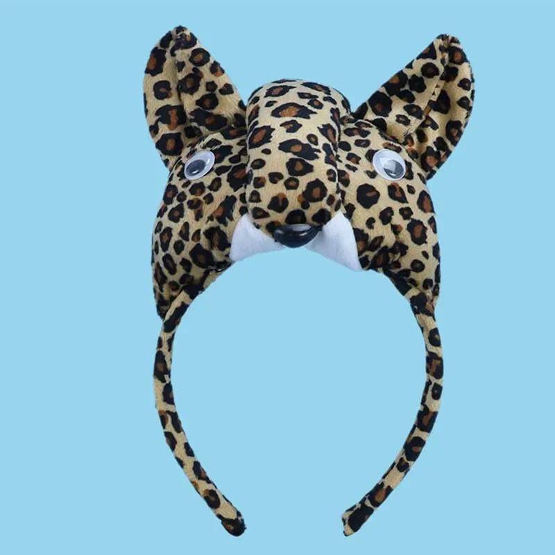 Erwachsene Kinder Plüsch Kinder Junge Tier 3D Leopard Stirnband Haarband Geburtstag Party Cosplay Kostüm Weihnachten Halloween