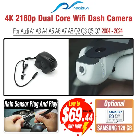 Realsun 4K 2160P 자동차 DVR 듀얼 코어 Novatek 96670 Wifi 대시 카메라 비디오 레코더 아우디 자동차 A1 A3 A4 A5 A6 Q2 Q3 Q5 Q7