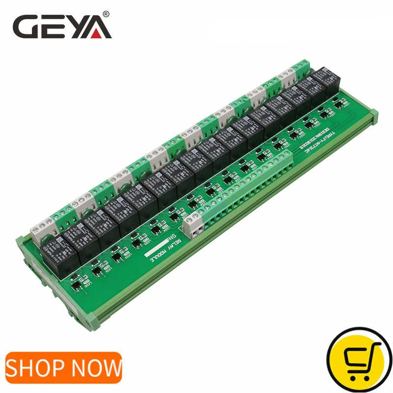 GEYA 16 Groups Solid State Relay 1NC1NO Relay Module for AC DC 12V 24V PLC Relay 5VDC 16CH RELAY MODULE