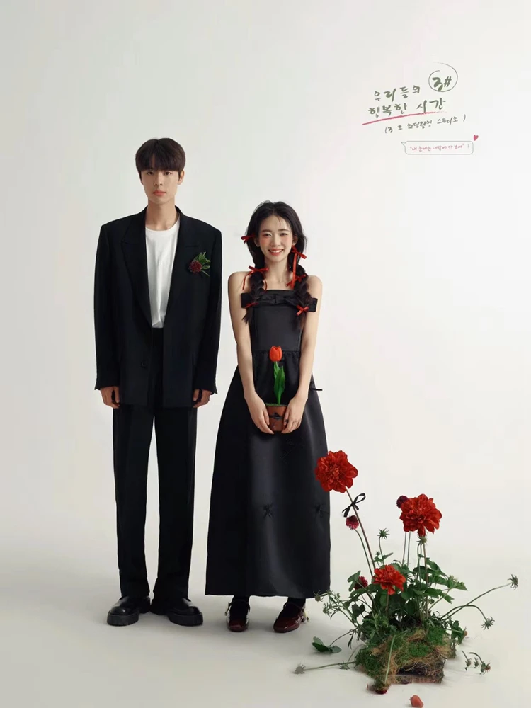 

Black Knot Wedding Dress Design Studio Bridal Morning Robe New Bride Engagement Certificate Halter Gown