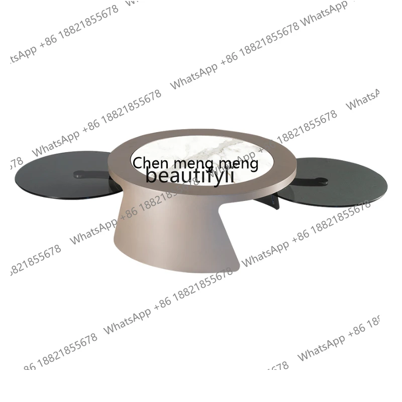 

X Italian Minimalist Light Luxury round Tea Table Marble Tempered Glass Modern Designer Large Apartment Living Room round
