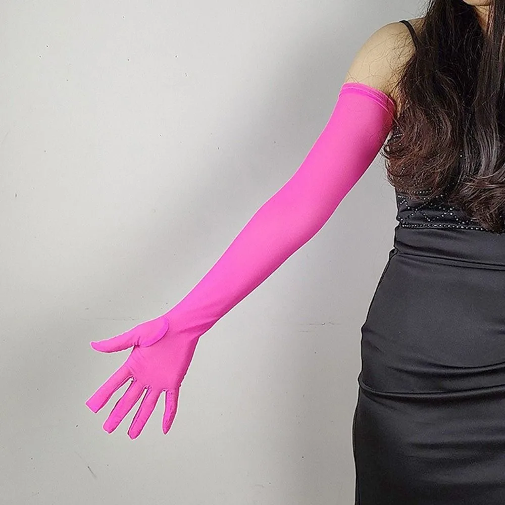 جديد مثير الدانتيل قفازات طويلة 55 سنتيمتر الصيف الدراجات القيادة الشمس قفاز رقيقة متعة اللعوب الشمس حماية الجليد الحرير كم النساء