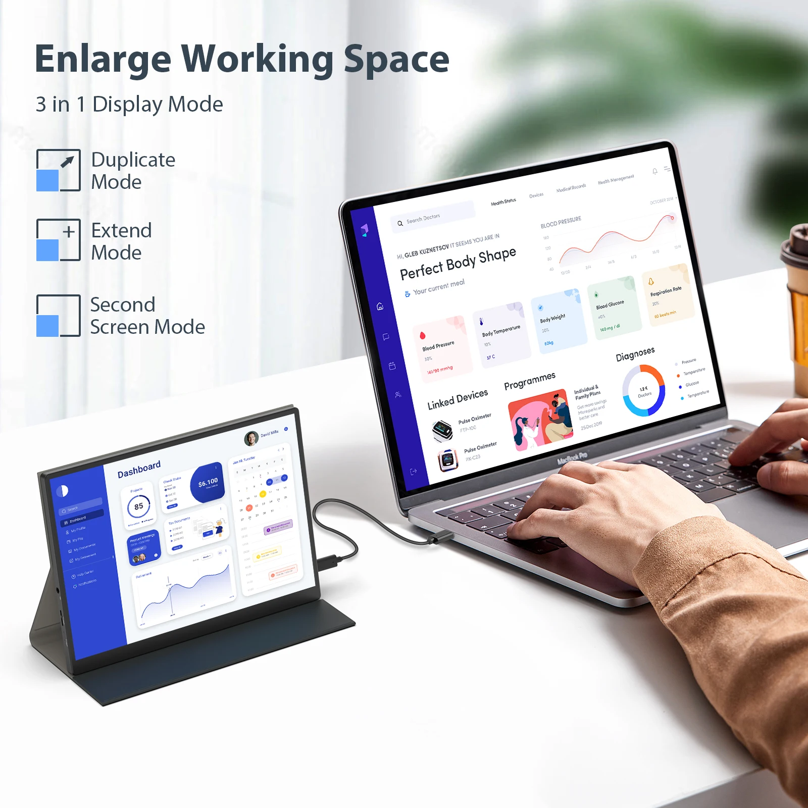 شاشة ألعاب Eyoyo-كامل IPS ، شاشة ثانية محمولة للكمبيوتر المحمول والهاتف ، x HD ، 420CD ، sRGB ، غلاف بلاستيكي ، بوصة ، Type-C