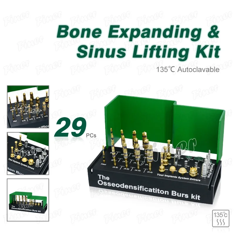 29pcs Dental Implant Drills Osseodensification Burs Kit Maxillary Sinus Lift Drills Kit Surgical Dentistry Tools