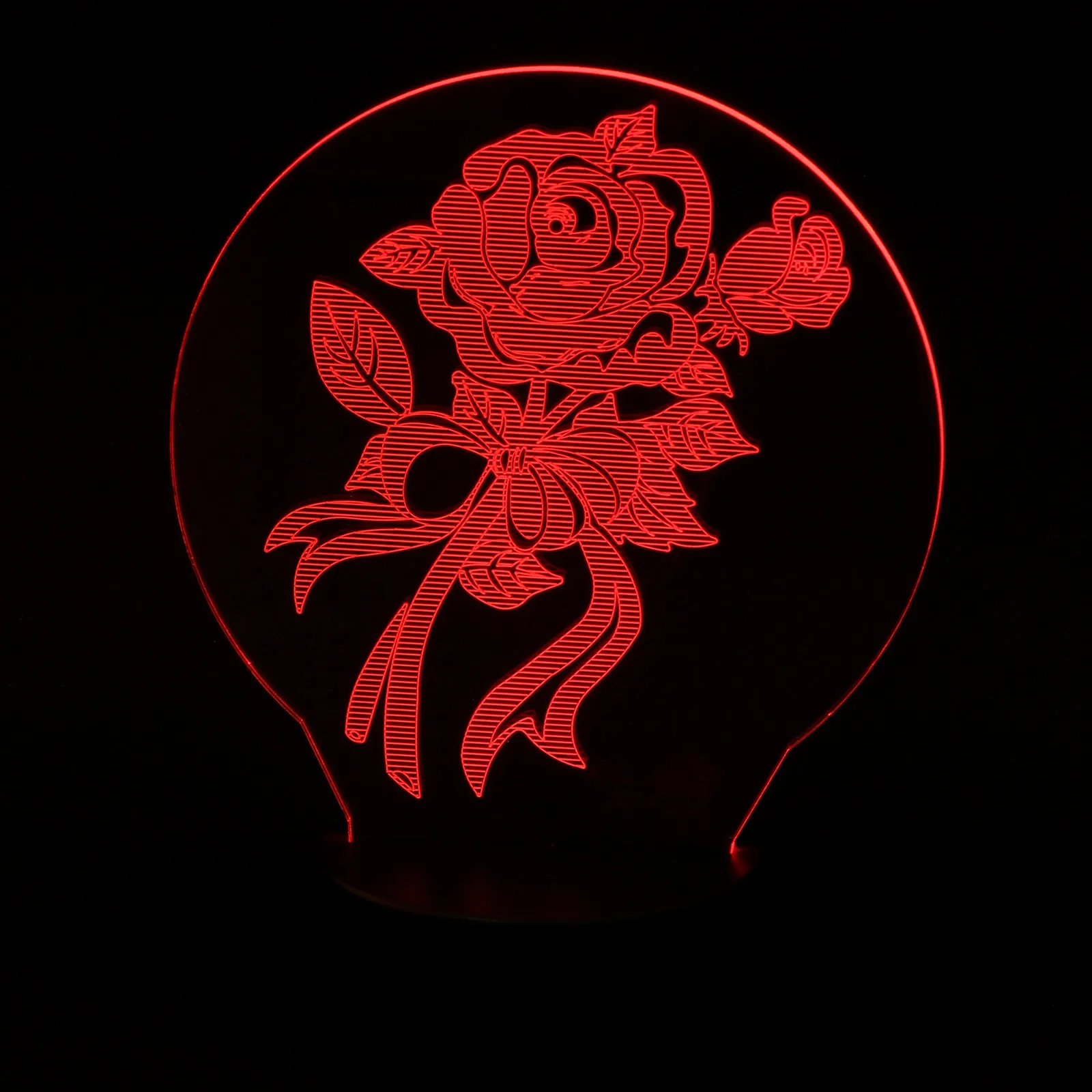 Colorful Rose Pattern 3D Night Lamp USB Charging Decorative Light Bedroom Living Room Portable Warm Atmosphere