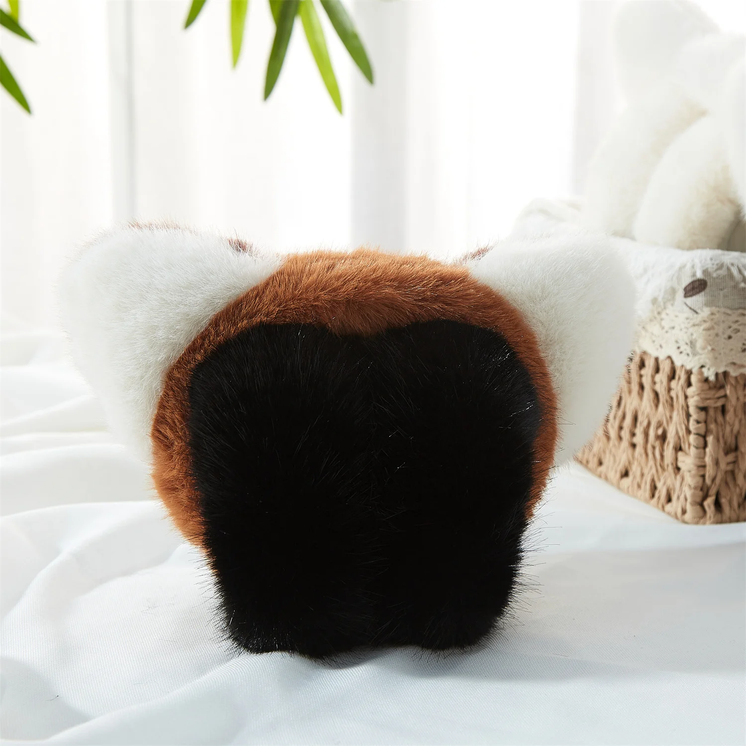 Red Panda shape earmuffs Cute animal same Innovation Two sides red and white ear woman earmuffs role play party apparel