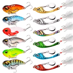 12 Pcs Metal VIB 7g 10g 20g Rotating Fishing Lure Set Vibration Spoon Spinner Lures Crankbait Bass Artificial Hard Bait Blade