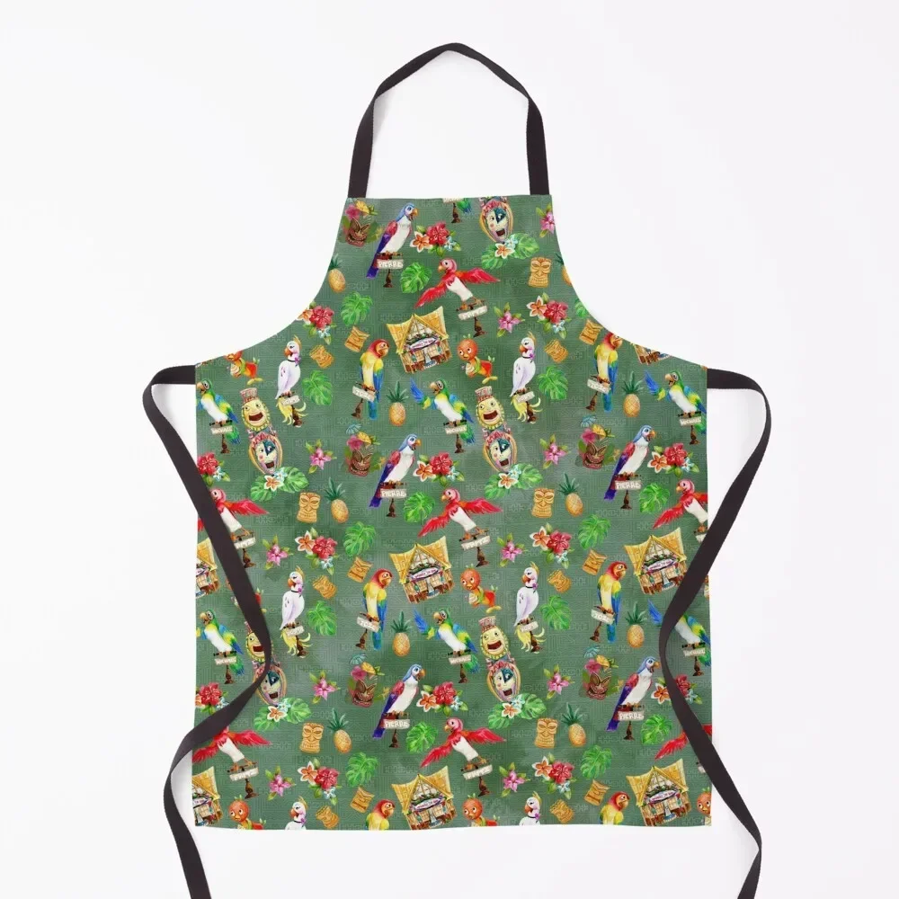 

Orange Bird & Tiki Friends Apron kindergarten teacher men Kitchen Kawaii Accessories Apron