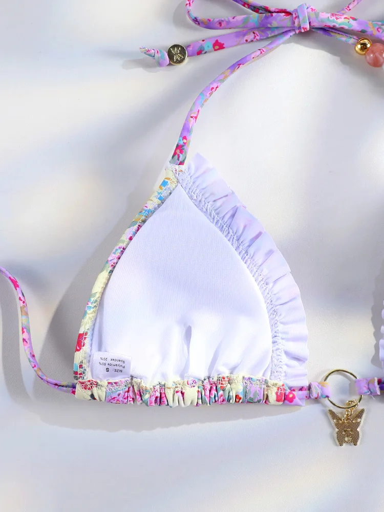 مثير مثلث ميني بيكيني مجموعات مايكرو سيور ملابس السباحة طقم سباحة حريمي Biquini ضمادة بحر طباعة ملابس السباحة ثونغ بيكيني #4