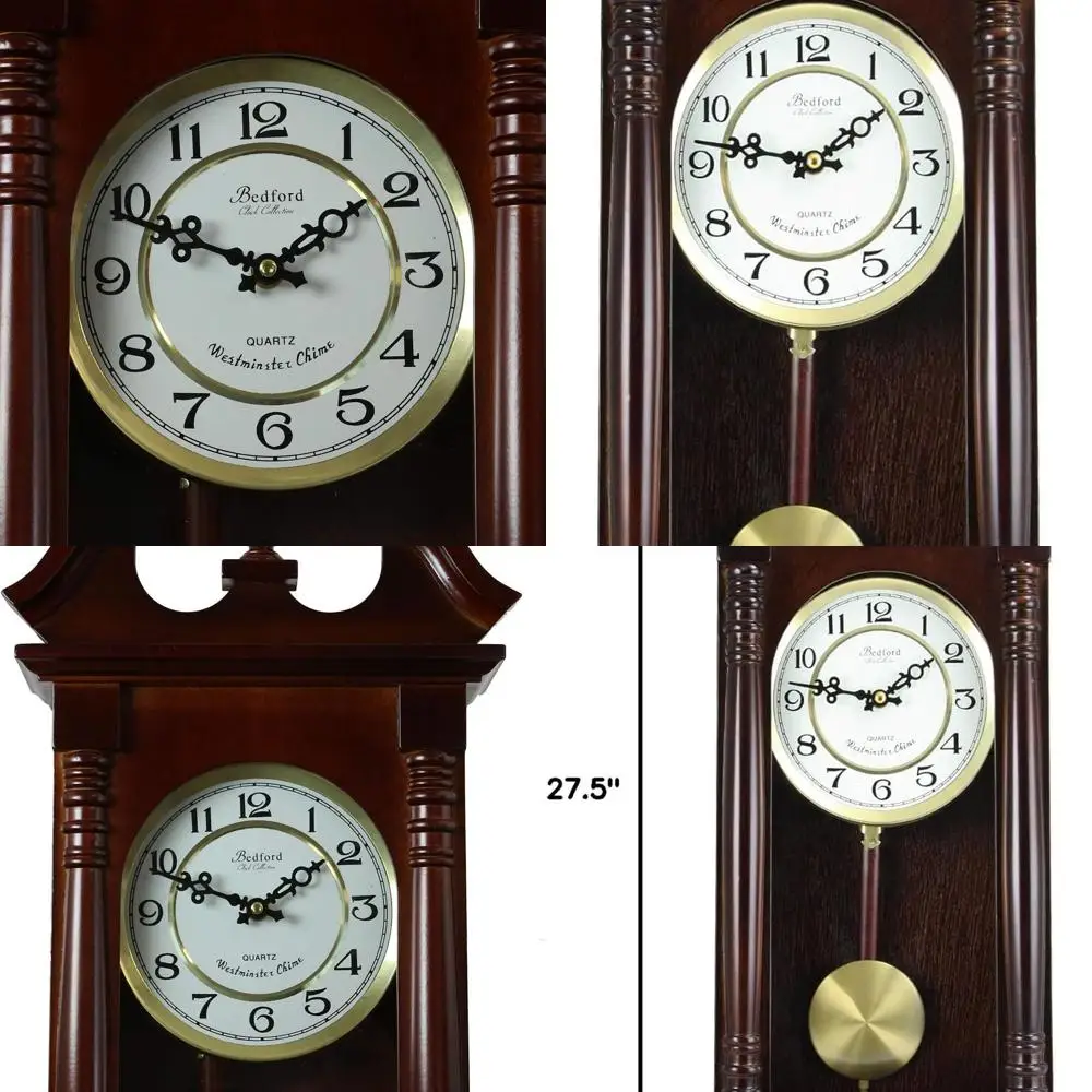 

Традиционные настенные часы с маятником из вишневого дерева, 4,75 x 11,75 x 27,50