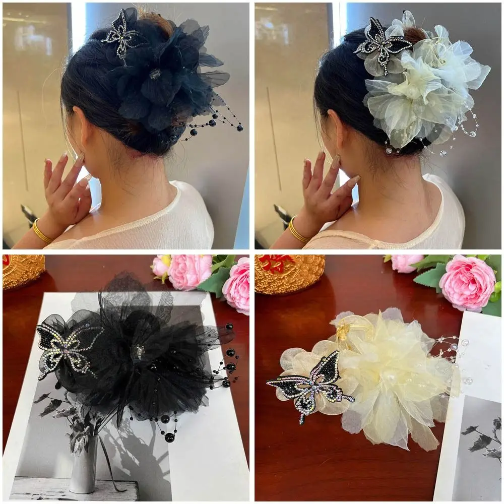 

Fashion Flower Butterfly Hairgrips Tassel Plastic Grasping Clip Crab Hair Clips Women