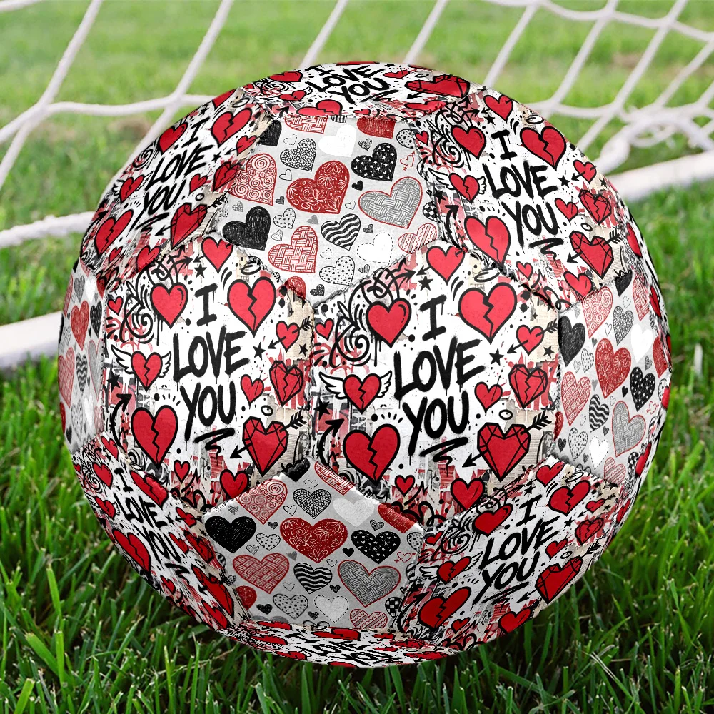 Cute Love Soccer Ball Machine Stitched Indoor/Outdoor Training Sports Enthusiasts Suitable Birthdays Day Gifts