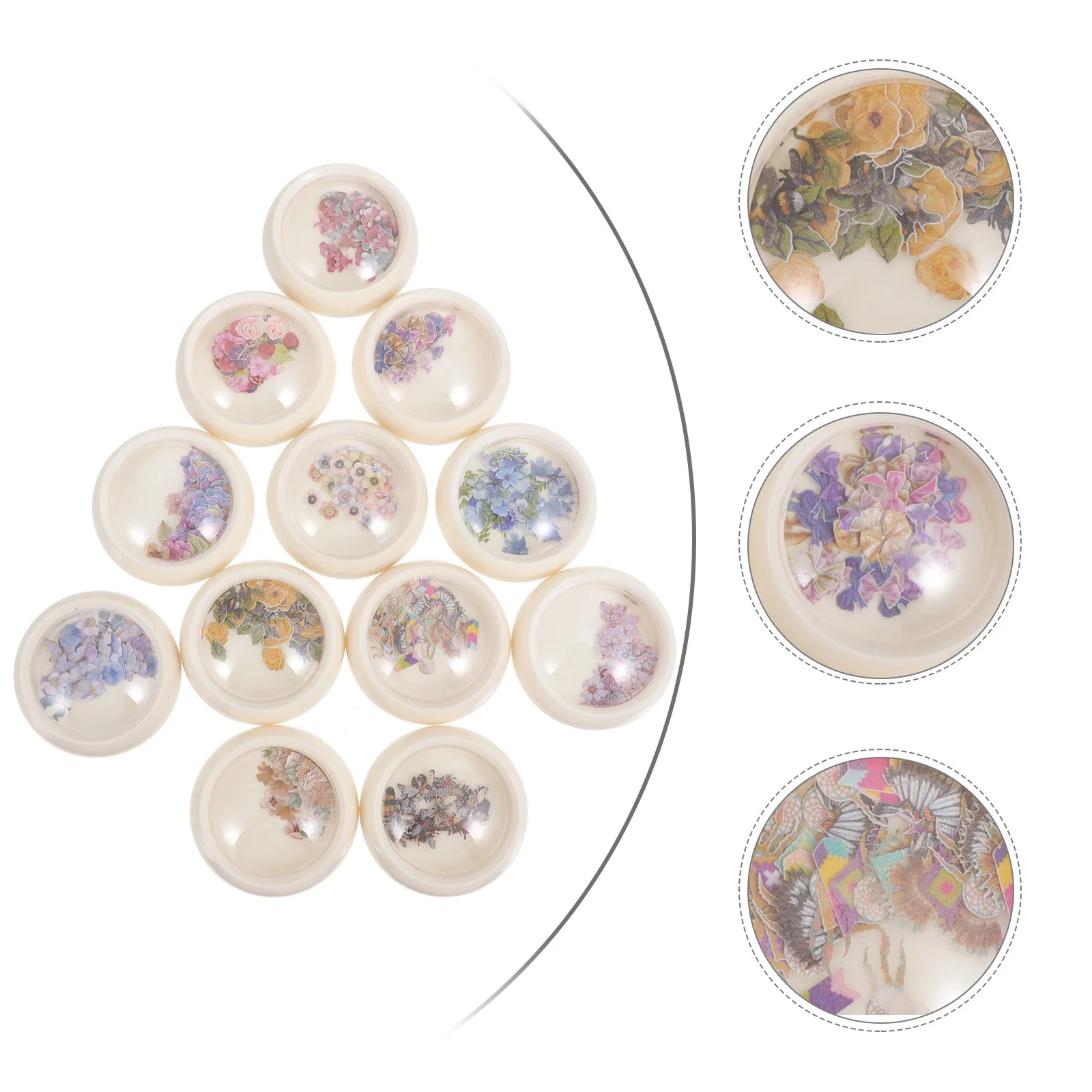 

12 Boxes Colorful Flower Nail Patches Sequins Floral Decals Flakes Charms Decor DIY Accessories Nail Art Manicure Home Phone