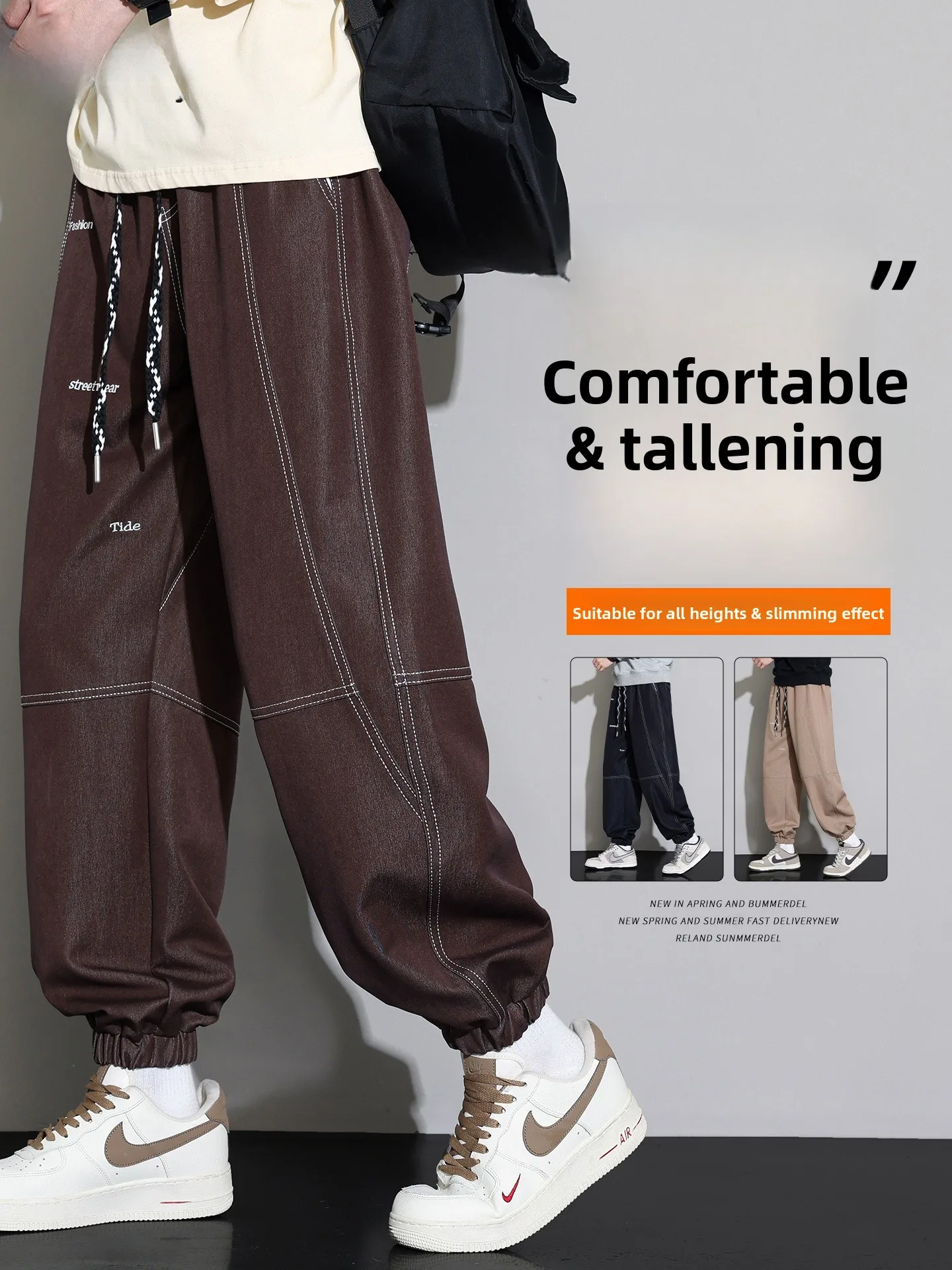 

Мужские джинсы свободного кроя, весна-осень, новинка, большие размеры, повседневные, свободные длинные брюки, джинсы из денима на резинке для молодежи