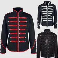 Ropa gótica Steampunk para hombre, chaquetas militares, chaqueta Vintage Medieval con cuello levantado, abrigo Rock, abrigo Punk Retro para hombre