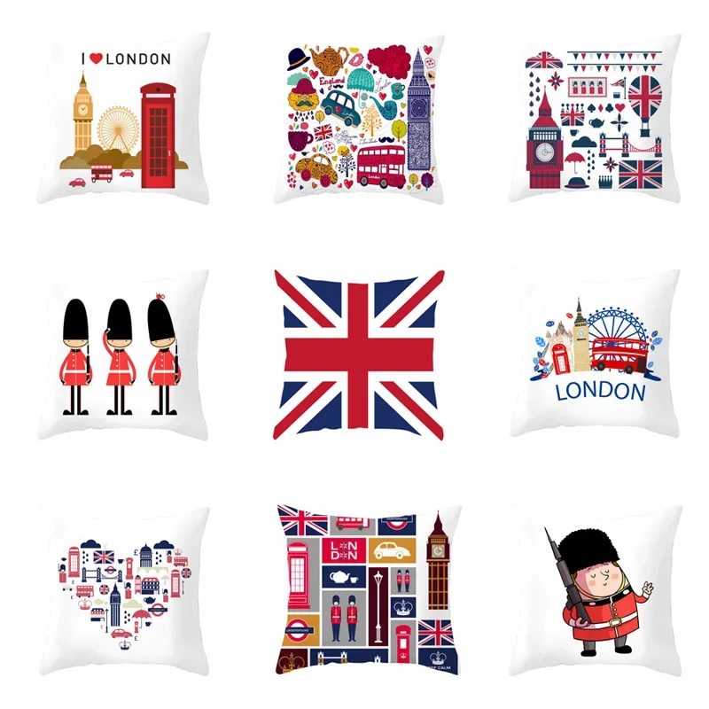 British Style London Cushion Cover England Sofa Decorative Pillowcase Party Home Textiles Decoration Pillow Case Cushion Cover