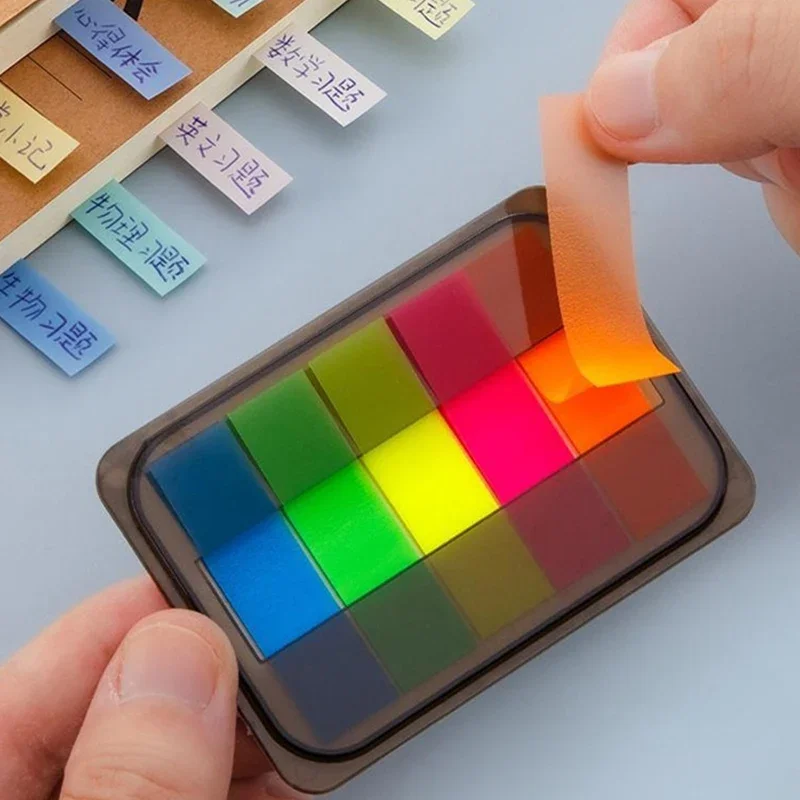 1 Box 100pcs  Writable Page Index Stickers Extractable Sticky Tabs Page Markers Tabs Transparent Color Sticky Notes