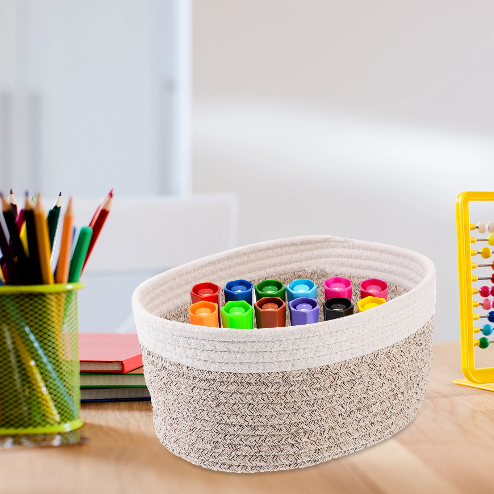 

2 Pcs Storage Basket Cotton Rope Containers Snack Holder Desktop Organizer Bedroom Sundries Home Supplies Safe