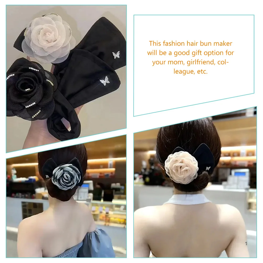 

3Pcs Hair Bun Maker Flower Lazy Curler Styling Tool for Women Daily Party Wedding Hair Bun Shaper Ribbon Maker