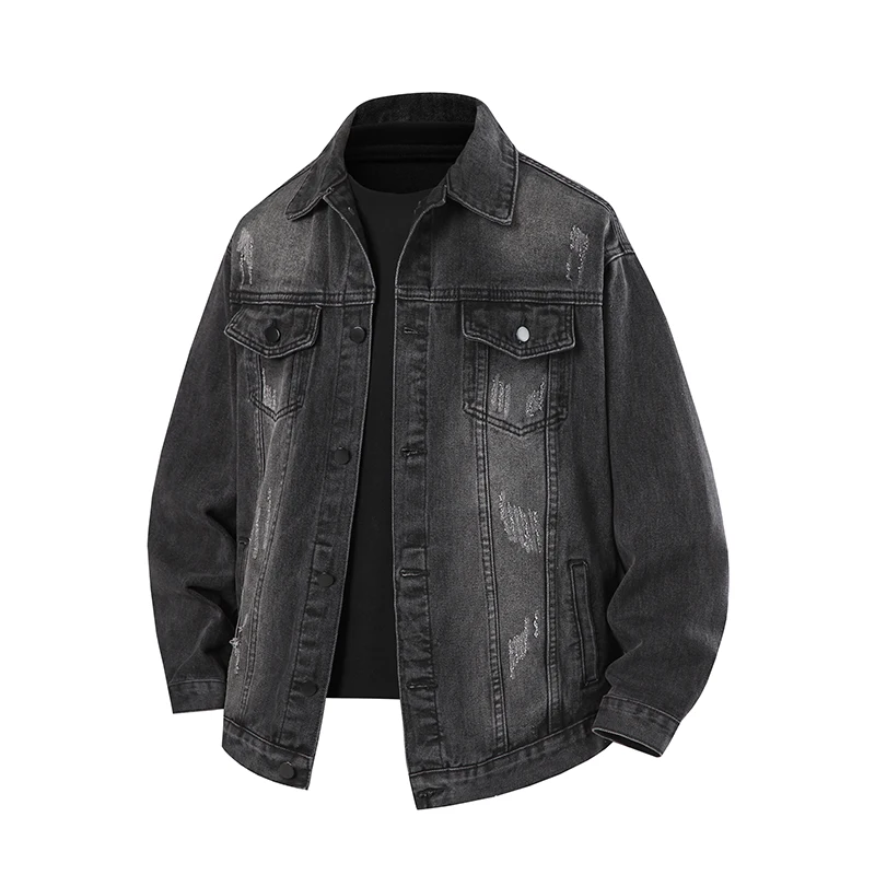 

Retro Style Workwear Men Denim Jacket Washed Trend Pilot Coat Fashion Jeans Letter Embroidery Jackets Hip Hop Street Outerwear
