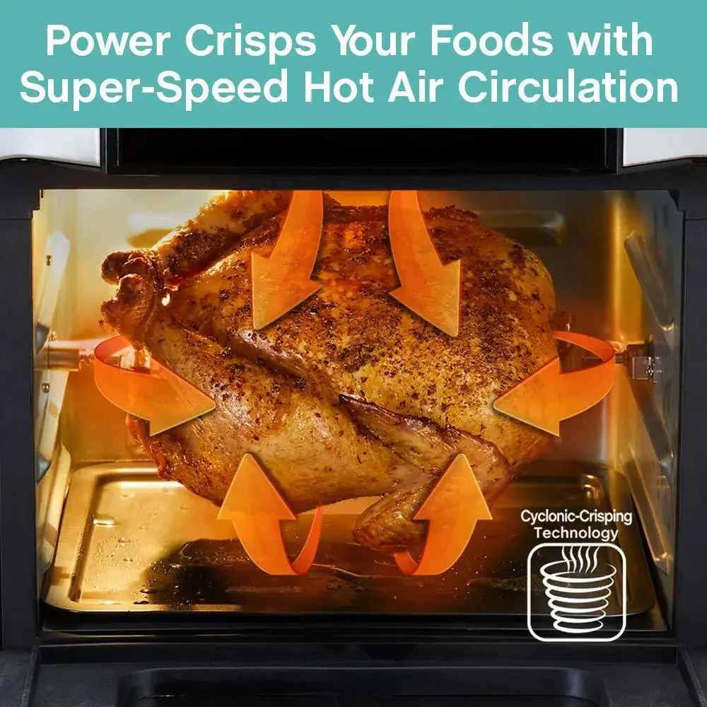 Horno freidora de aire eléctrica, asador combinado de 12,6 cuartos, 6 funciones de cocción, 10 ajustes preestablecidos digitales, circulación de alta velocidad, 75% sin grasa