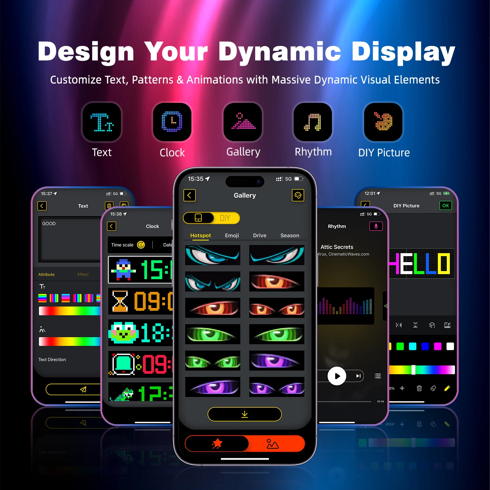 Camion Auto Devil Eye LED Pixel Matrix Pannello Segnaletica Luce App Telecomando 5V USB Illuminazione personalizzata Scorrimento per Parabrezza di bordo