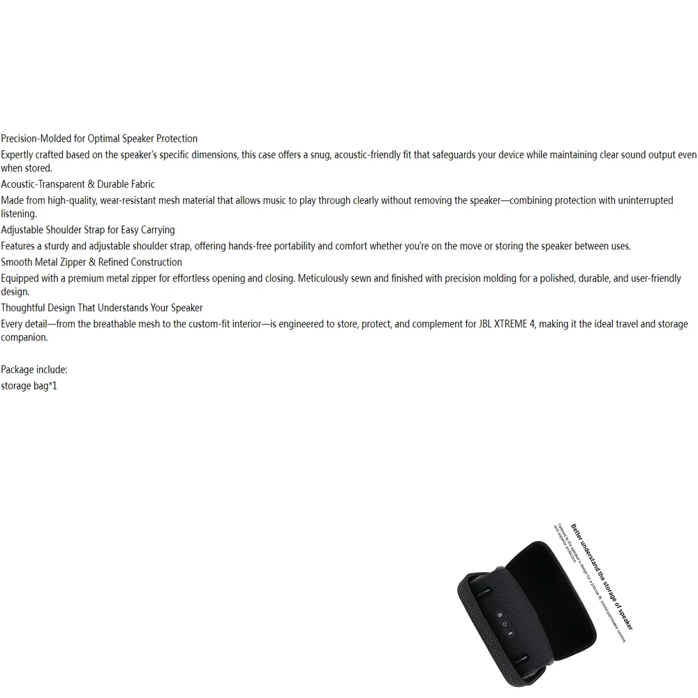 

Storage Bag for JBL XTREME4 BT Speaker, Travel Protective Carrying Case with Adjustable Shoulder Strap & Sound Permeable Design