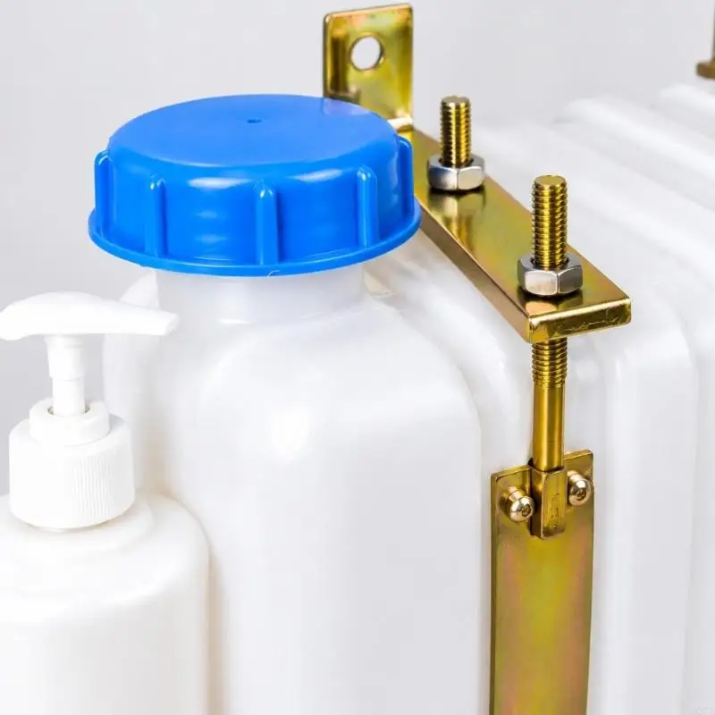 Vehicle Hand Washing Water Set with On-Off Faucet, Capped Fill Opening, and Two Metal Retaining Straps for X37F