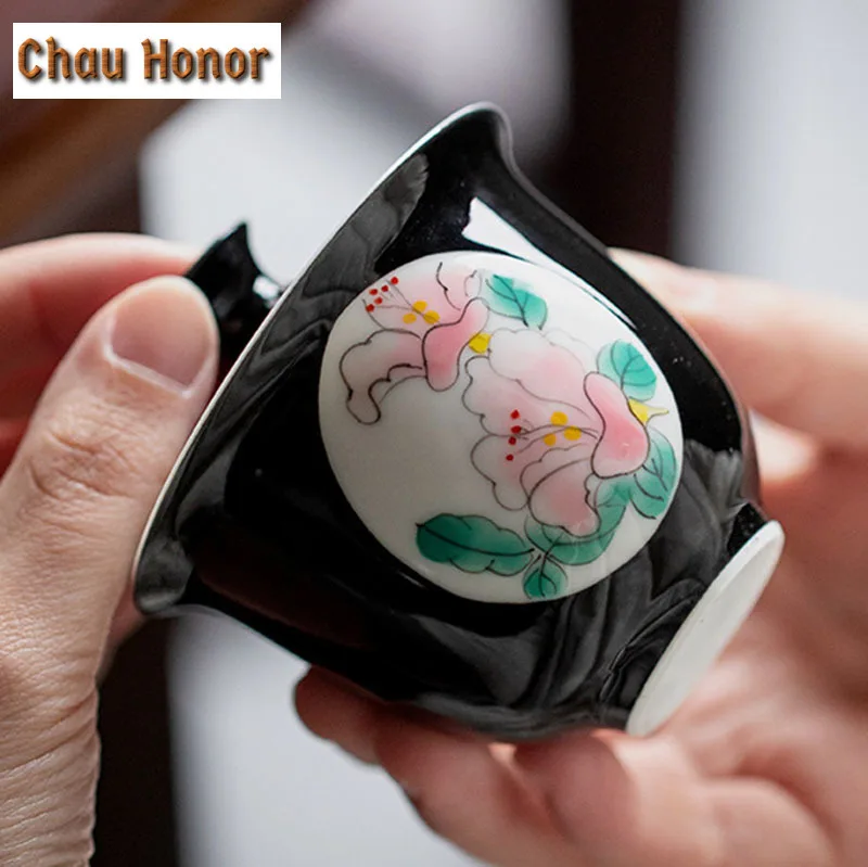 110ml Boutique Pure Hand Painted Azalea Art Ceramic Tea Tureen Tea Maker Not Hot Gaiwan Household Kung Fu Tea Cover Bowl Teaset