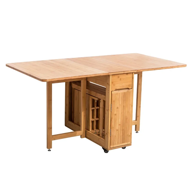 

Solid wood telescopic folding table, dining table, small household, simple modern bamboo household multi-functional