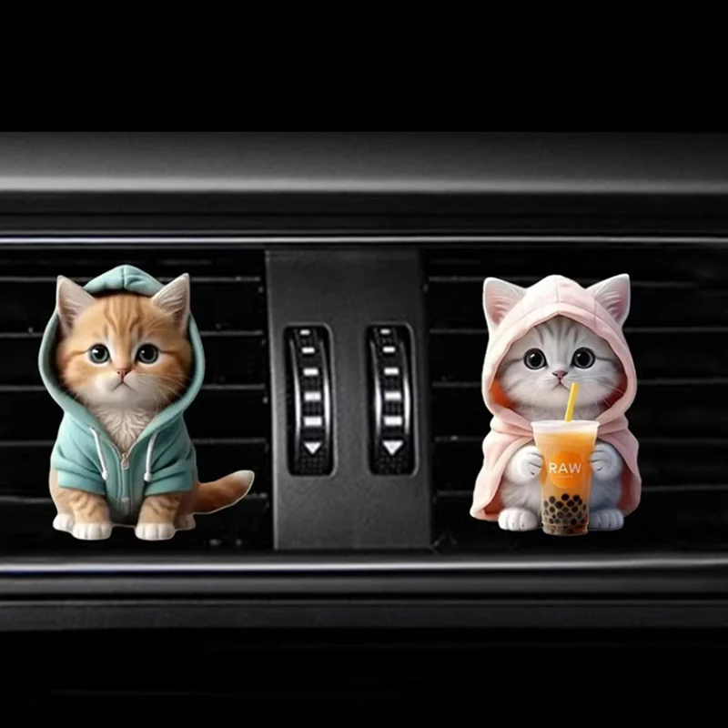 

Car Outlet Vent Perfume Clips 2D Cat Air Freshener Diffuser Aromatherapy Car Interior Decoration