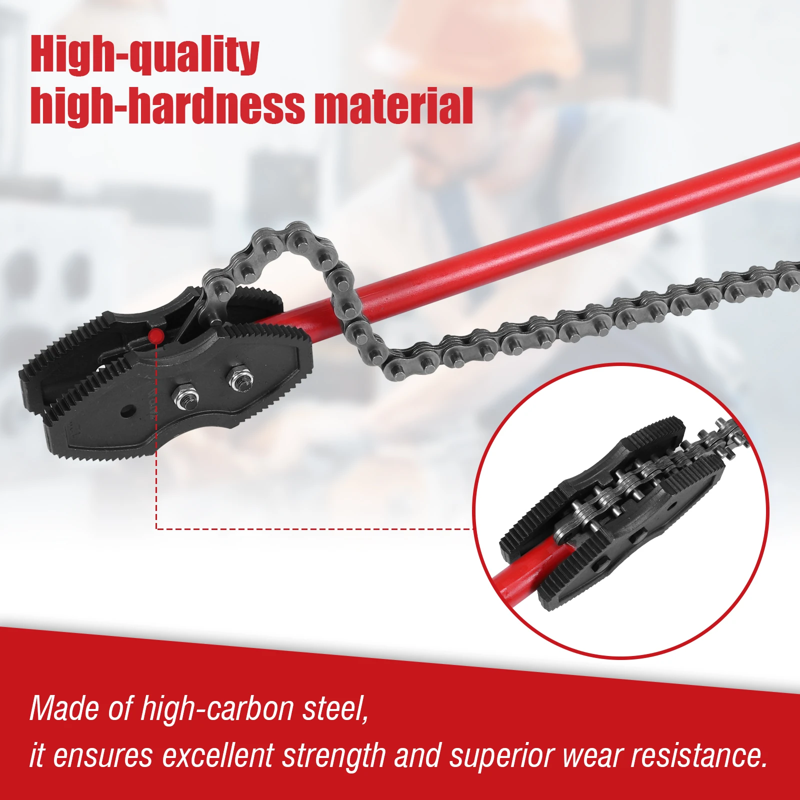 

64Inch Adjustable Chain Pipe Wrench Heavy Duty Chain Tongs Fit 2-12In Pipes Diameters for Oil Fields Operations