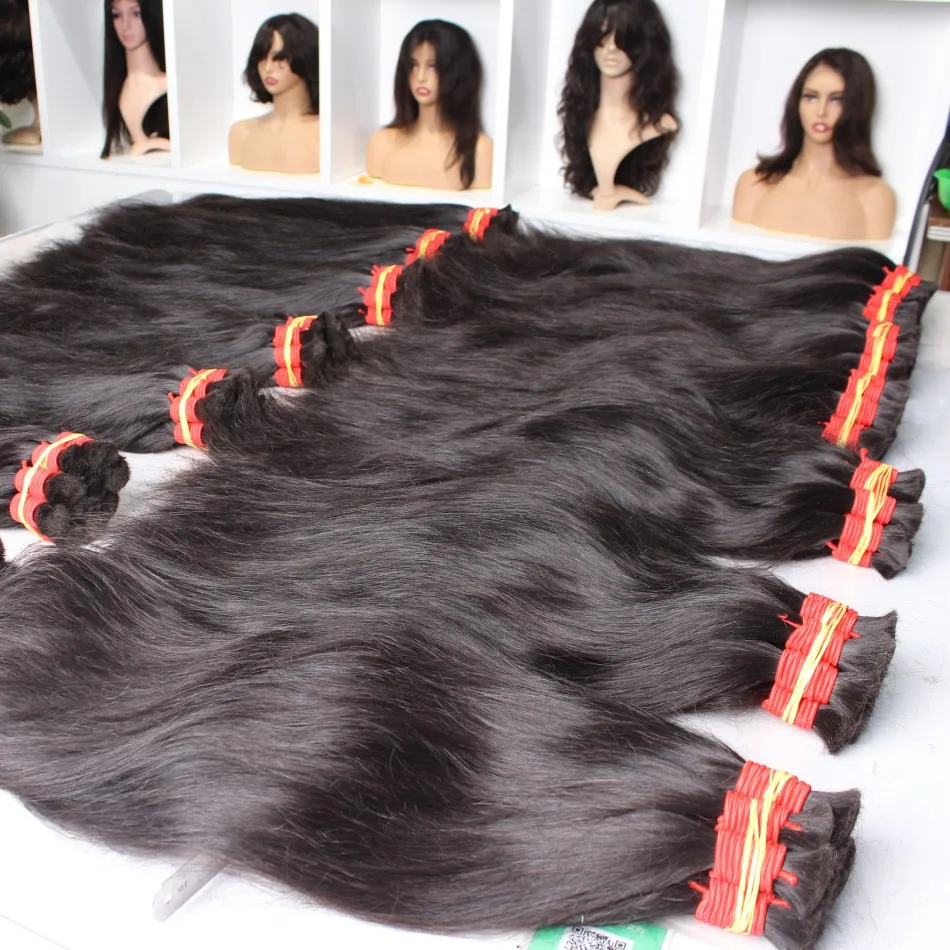 Human Hair Bulk For Braiding  No Weft Straight Virgin Bulk Hair Weaving 18-30 Inch 100% Remy Virgin Human Hair Extension Top 12A