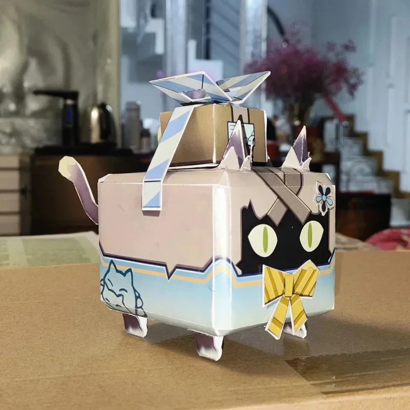 Game Genshin Kirara Cat Box DIY Paper Mold Handmade Figure Toy Cartoon Doll Package Costume Cosplay Props Birthday Gifts