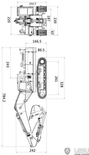 Auf Lager LESU 1/14 Toucan AC360 Hydraulischer RC-Bagger, unbemalt, unmontiert, PC360-Kit, Vollmetall-LKW-Schienen, ESC-Motor T16382