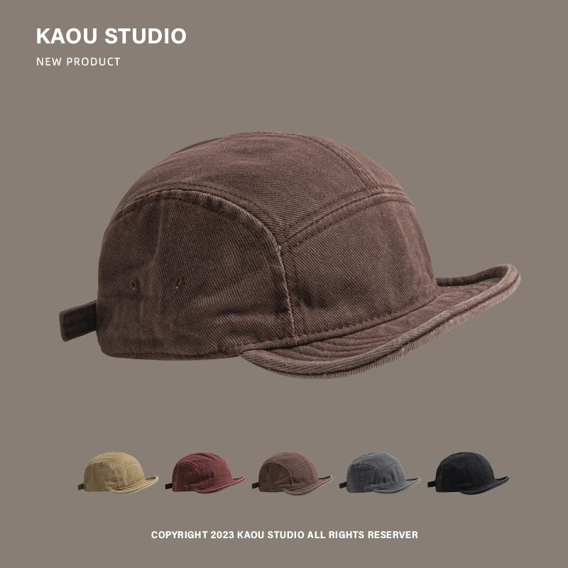 Retro Japanese Tooling Style Men's Hat Spring and Summer Street Trend Versatile Casual Short Brim 5 Panel Baseball Caps Women