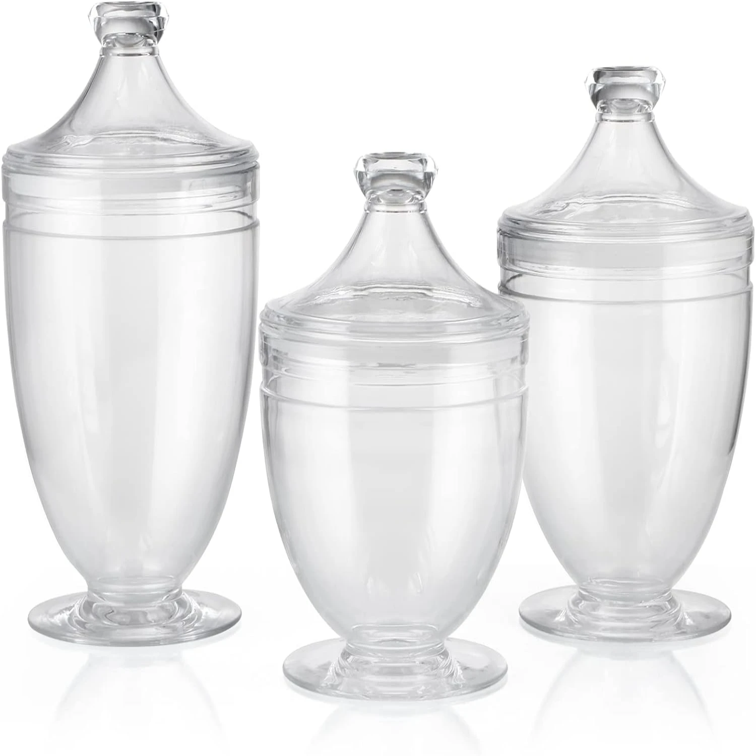 Add a Touch of Elegance with this Elegant, Stylish, and Beautiful Set of 3 Acrylic Apothecary Jars - Airtight Lids for Chic Cand