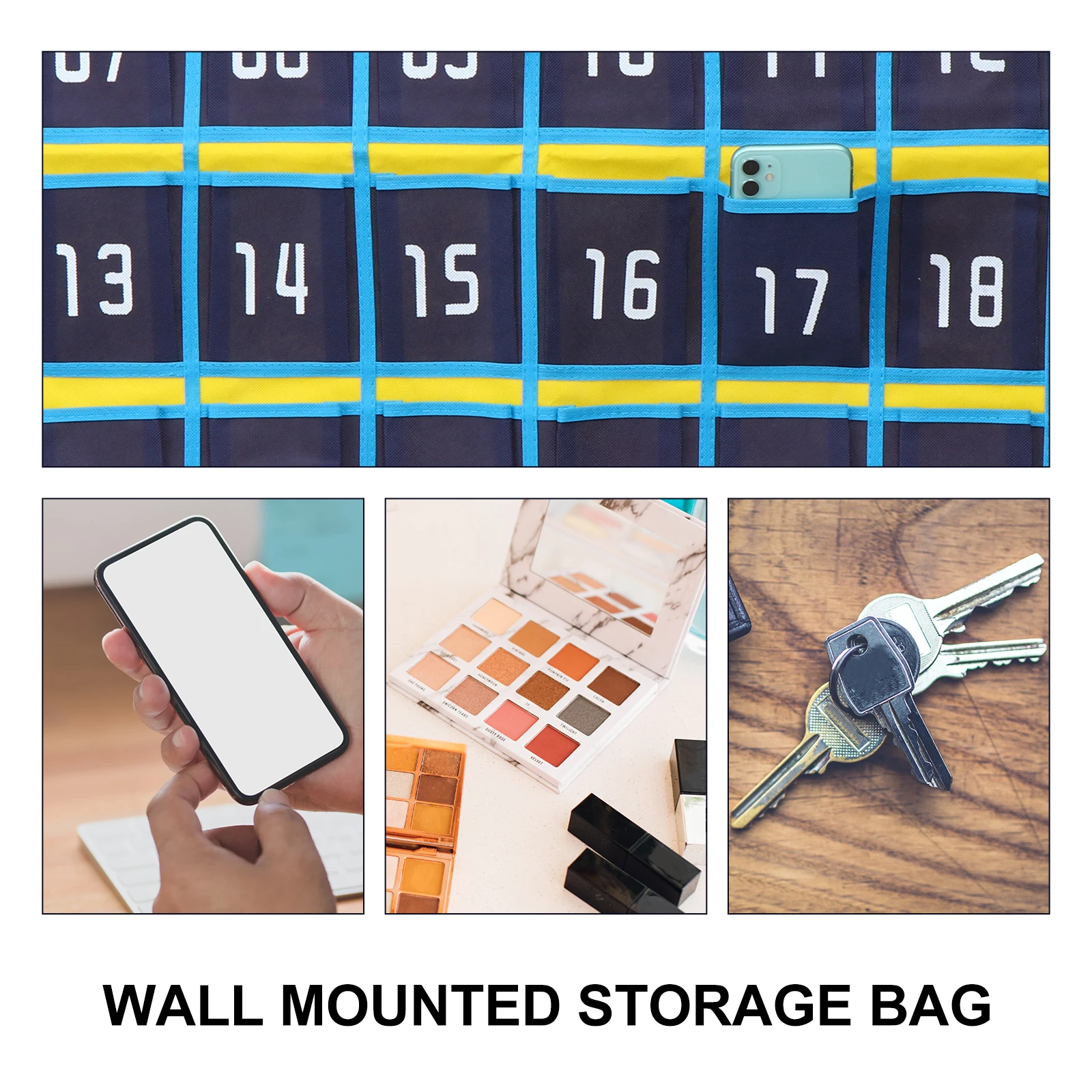 

Wall Storage Bag Numbered Pocket Organizer Hanging Pouch for Cell Phones Holder Classroom Cellphone Pockets Portable