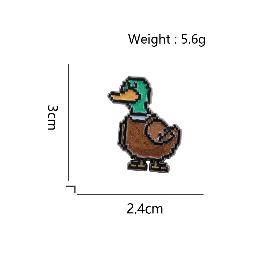 Retro-Pixel-Stil-Entenbrosche, Cartoon-Anas-Platyrhynchos-Abzeichen, niedliche Tierform, Metallnadel, modisches Kleidungsaccessoire, Geschenk. – Detail 2