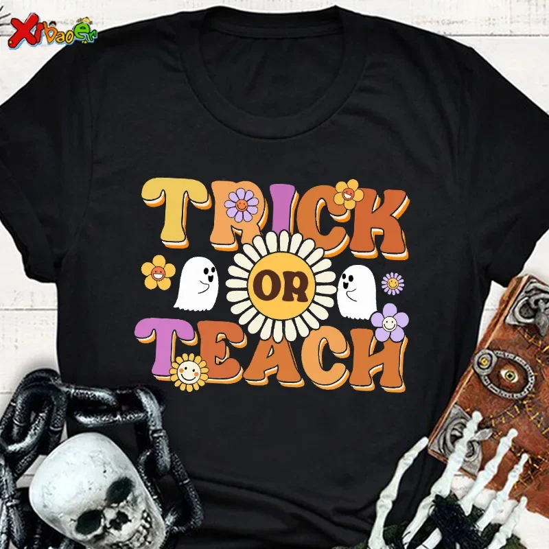 

Men Women T-shirt Cartoon Halloween Print T-shirts Kid Cotton Funny Harajuku Shirt Short Sleeve Top Graphic Black Street Costume