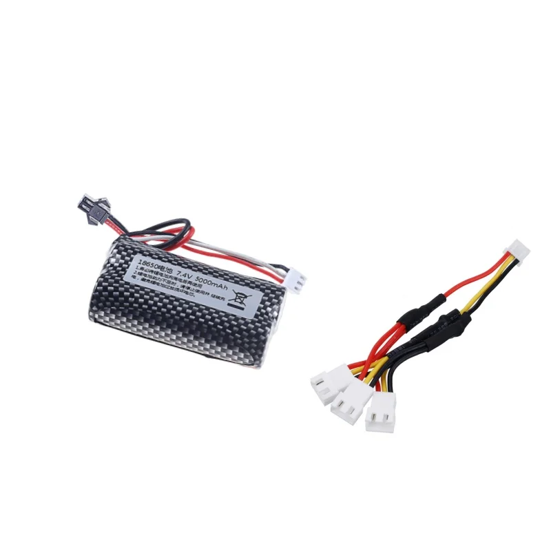 18650 7.4V 5000mAh Lipo battery with Charger For WPL MN99S D90 U12A S033g Q1 H101 Rc Toys Boats Cars Tanks Drones Accessories