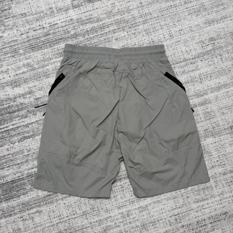 Quick Dry Dust Grey Nylon Men Shorts Elastic Waist Drawstring Casual Cargo Shorts with Side Zipper Pockets for Summer Outdoor
