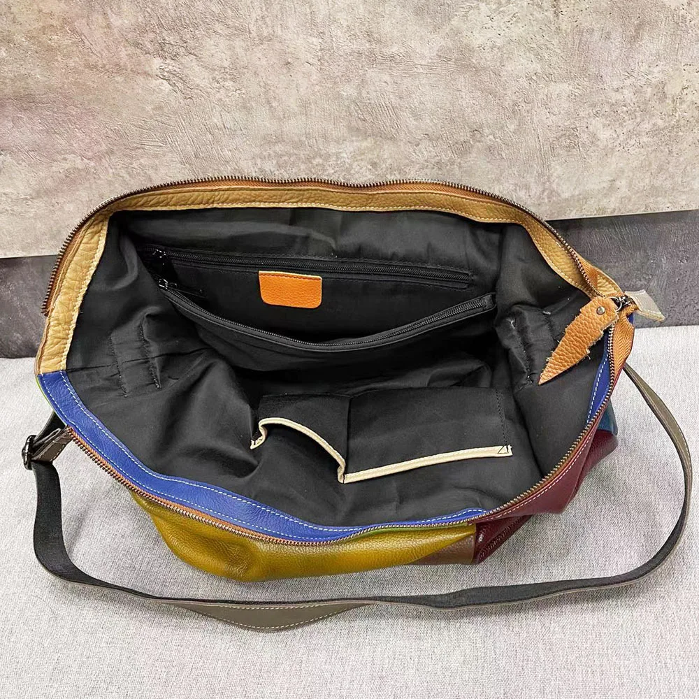MOTAORA Large Women Patchwork Leather Shoulder Bag Luxury Designer Female Genuine Leather Crossbody Bags Girls Soft Hobo Handbag