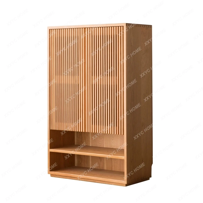 

HMJ pure solid wood grille door shoe cabinet simple small apartment shoe rack cherry wood door cabinet